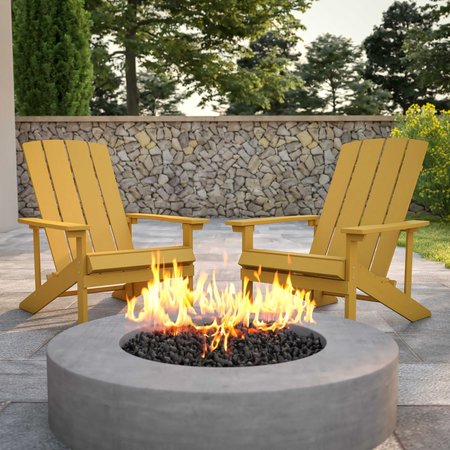Flash Furniture Yellow Poly Resin Adirondack Chair 2PK 2-JJ-C14501-YLW-GG